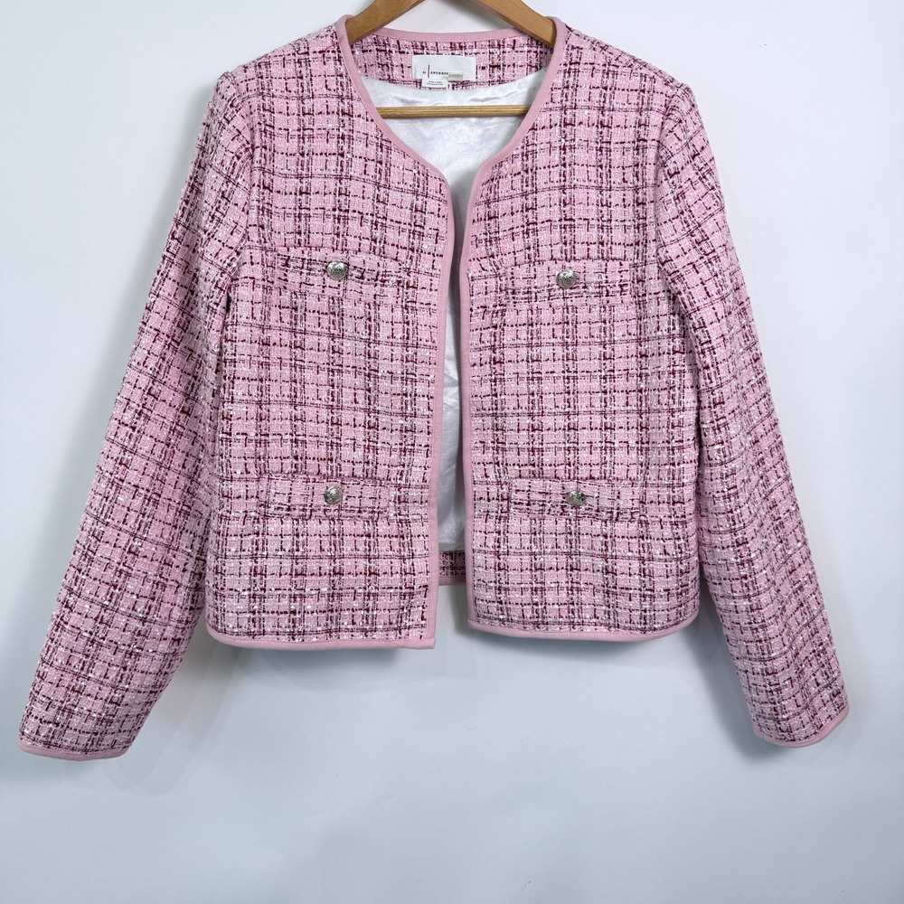 Anthropologie Pink Tweed Blazer